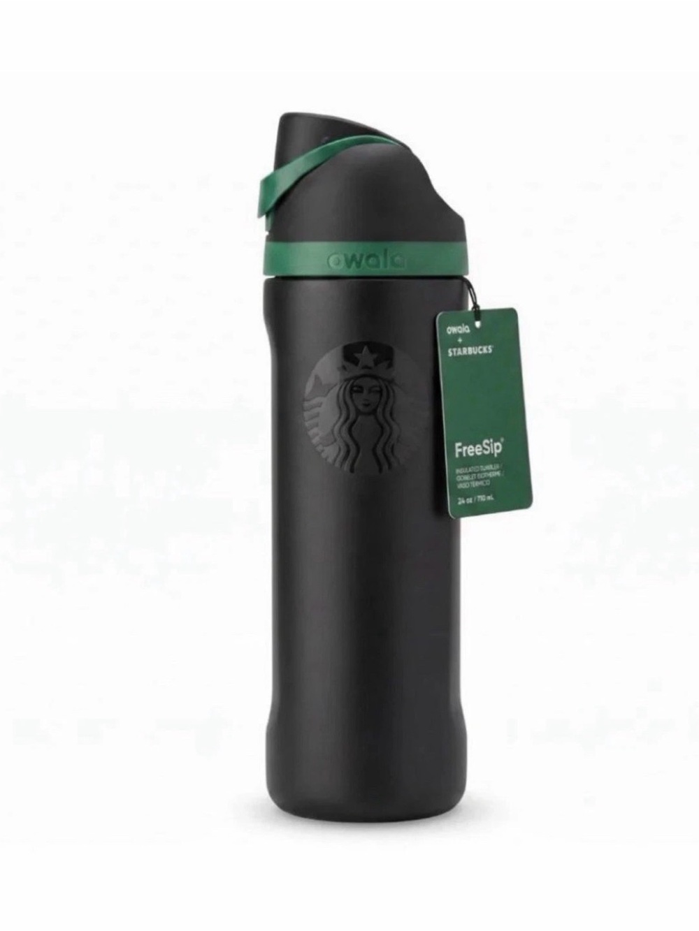Starbucks x Owala Black FreeSip Travel Water Bottle with Green Accents